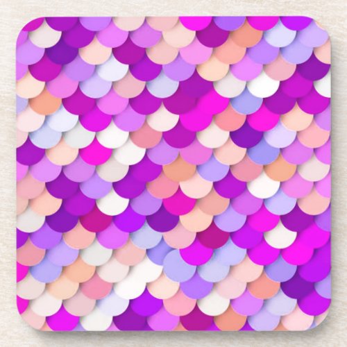 Dragon Scales _ purple hot pink and peach Coaster