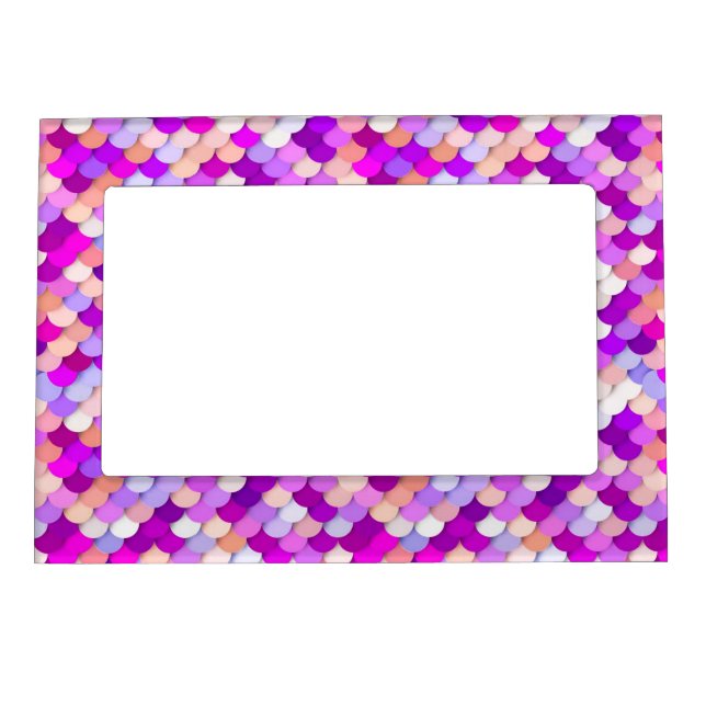 "Dragon Scales" - purple. hot pink and peach Magnetic Picture Frame (Front)