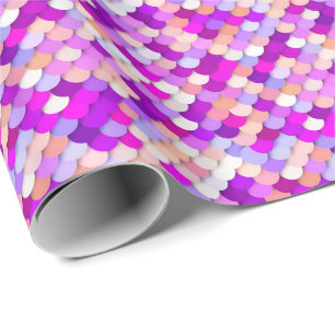 "Dragon Scales" - purple. hot pink and peach Wrapping Paper