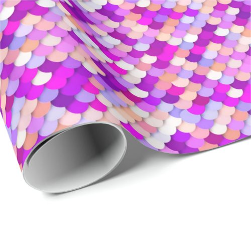 Dragon Scales _ purple hot pink and peach Wrapping Paper