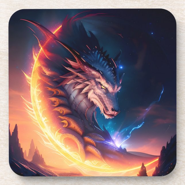 Dragon Scape Fire Night Beverage Coaster (Front)