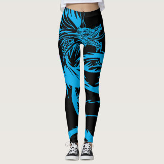 Dragon Scream Vintage RPG Blue Dragons Leggings