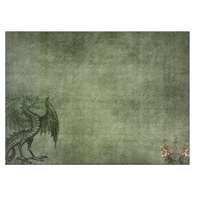 Dragon season sausage green medieval green cutting board (Front)