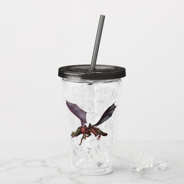 Dragon Serpent Armored Flying Acrylic Tumbler (Back Ice)
