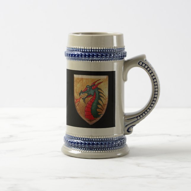 Dragon Shield on Black Beer Stein (Right)