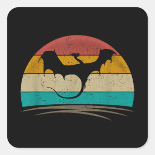 Dragon Shirt Retro Vintage Dragon Mythical Creatur Square Sticker