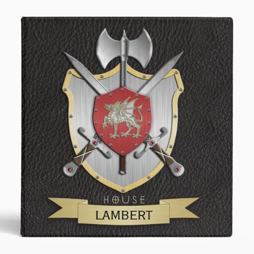 Dragon Sigil Battle Crest Black 3 Ring Binder