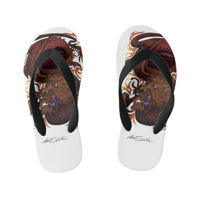 Dragon (Signature Design) Kid's Flip Flops (Footbed)
