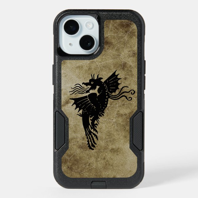 Dragon Silhouette Spirit Animal Totem Emblem iPhone 15 Case (Back)