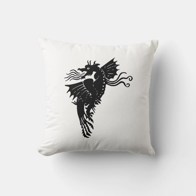Dragon Silhouette Spirit Animal Totem Emblem Throw Pillow (Front)