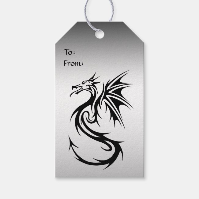 Dragon Silver and Black Gift Tags