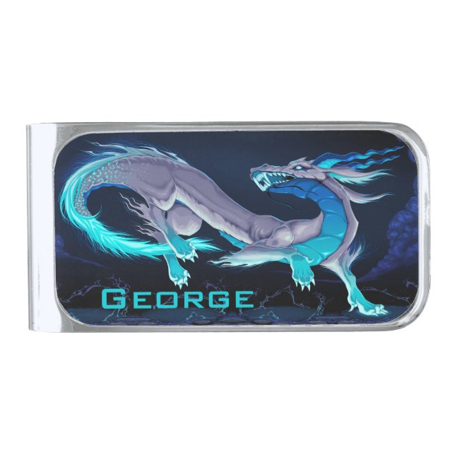 Dragon  silver finish money clip (Front)