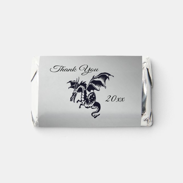 Dragon Silver Thank You Date Names  Hershey's Miniatures (Front)
