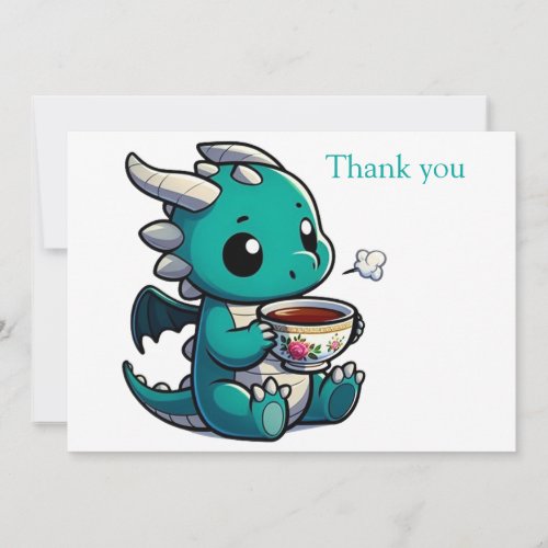 Dragon Sipping Tea Mug Thank You Card