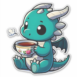 Dragon Sipping Tea Sticker