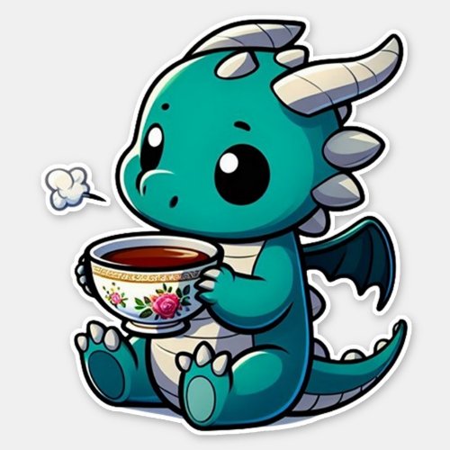 Dragon Sipping Tea Sticker