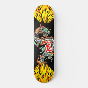 Dragon Skateboard with Flames