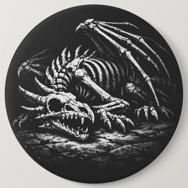 Dragon Skeleton — by BurnsInHell Button (Front)