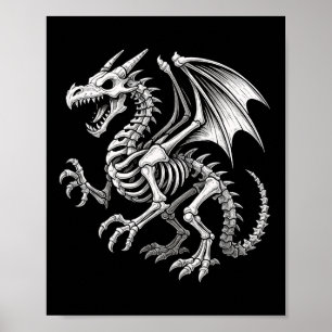 Dragon Skeleton Halloween Fantasy Boys Girls Kids  Poster