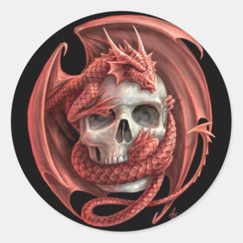 Dragon Skull Classic Round Sticker