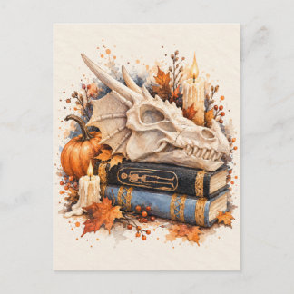 Dragon Skull Dark Academia Watercolor Postcard