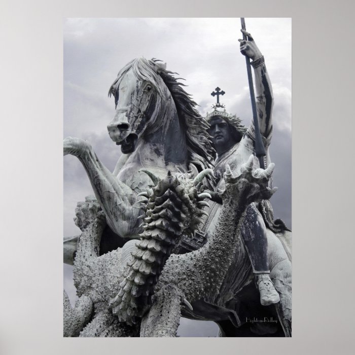 Dragon slashes at St George poster print