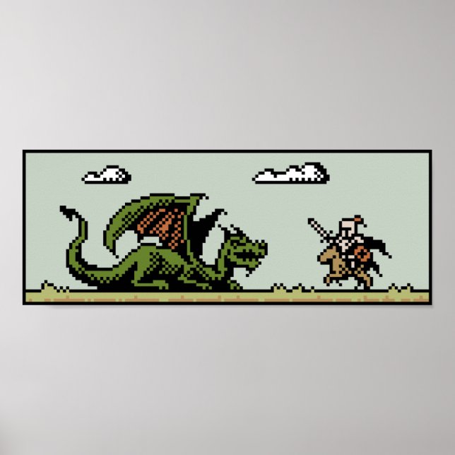 Dragon Slayer 8-bit Pixel Art Poster (Front)