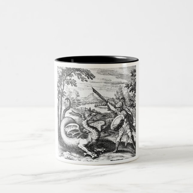 Dragon Slayer Alchemy Symbolism Two-Tone Coffee Mug (Center)