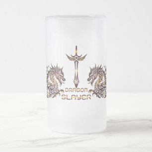 Dragon Slayer Beer Glass Frosted Glass Beer Mug