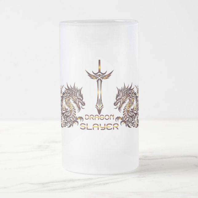 Dragon Slayer Beer Glass Frosted Glass Beer Mug (Center)