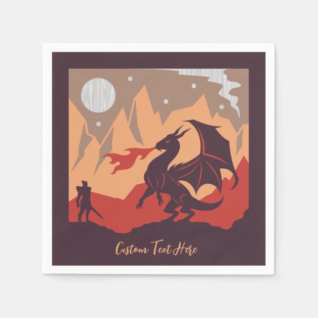 Dragon Slayer Fire Breathing Dragon Personalized Napkins (Front)
