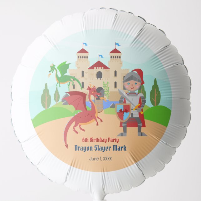 Dragon Slayer Knight Boy Birthday Party Balloon (Front)
