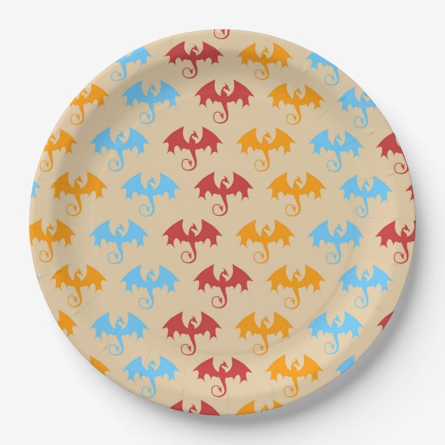 Dragon Slayer Knight Boy Birthday Party Paper Plates (Front)