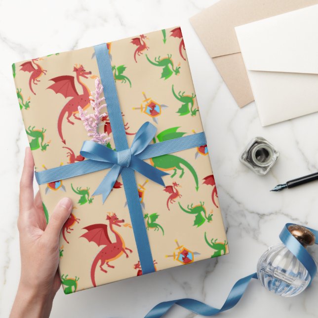 Dragon Slayer Knight Boy Birthday Party Wrapping Paper (Gifting)