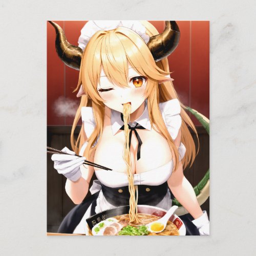Dragon Slurp A Noodle Ramen Fantasy Postcard