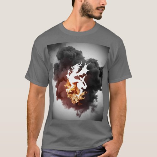 Dragon Smoke Silhouette Grey T_Shirt