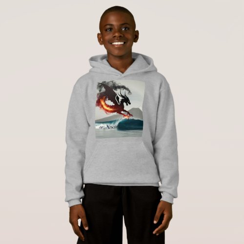 Dragon Smoke Silhouette Ocean Wave Hoodie