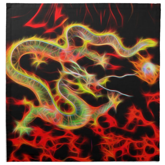 Dragon snake Fire on Lucky Energy Napkin (Front)
