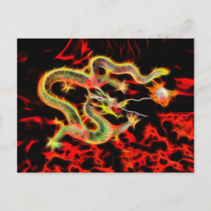 Dragon snake Fire on Lucky Energy Postcard