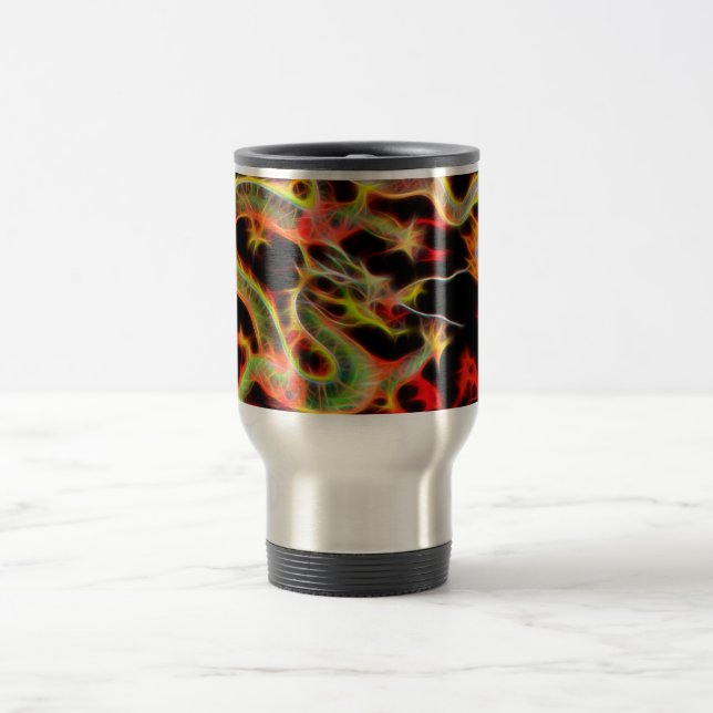 Dragon snake Fire on Lucky Energy Travel Mug (Center)