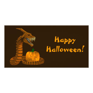 Dragon Snake Protecting A Pumpkin Card