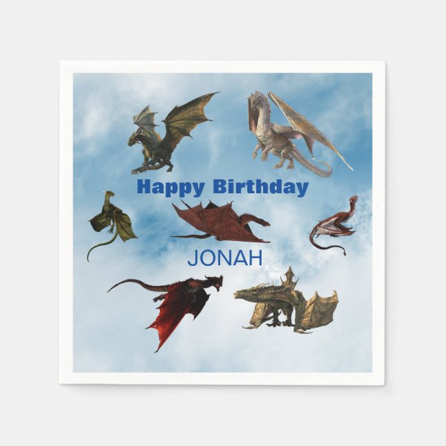 Dragon Species Fun Fantasy Personalized Birthday N Napkins (Front)