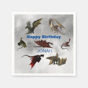 Dragon Species Fun Fantasy Personalized Birthday Napkins