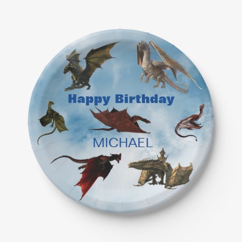 Dragon Species Fun Fantasy Personalized Birthday P Paper Plates