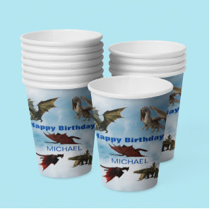 Dragon Species Fun Fantasy Personalized Birthday Paper Cups