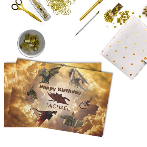 Dragon Species Fun Fantasy Personalized Birthday Tissue Paper
