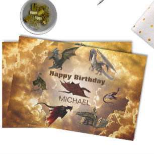 Dragon Species Fun Fantasy Personalized Birthday Tissue Paper