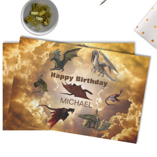 Dragon Species Fun Fantasy Personalized Birthday Tissue Paper (Creator Uploaded)