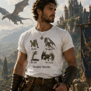 Dragon Species Types Wyvern Drake Wrym T-Shirt