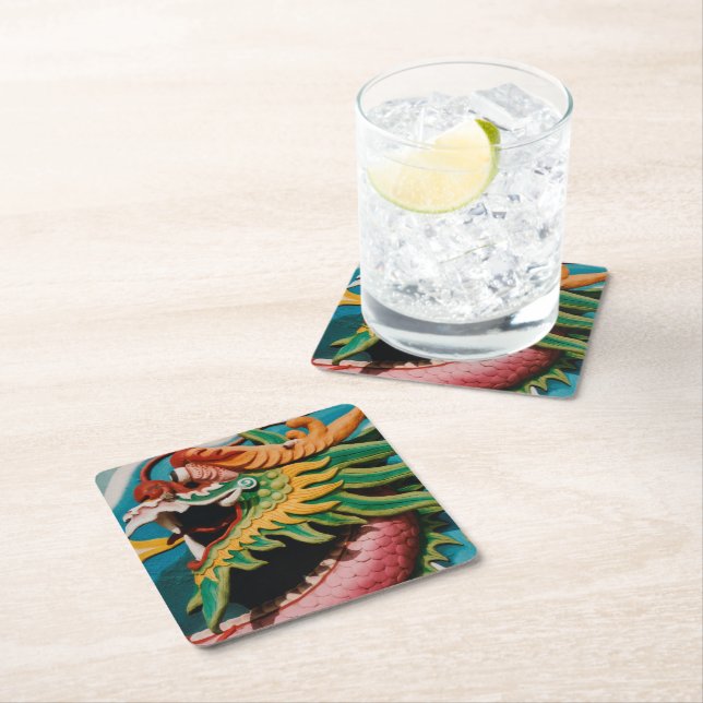 Dragon Square Paper Coaster (Insitu)